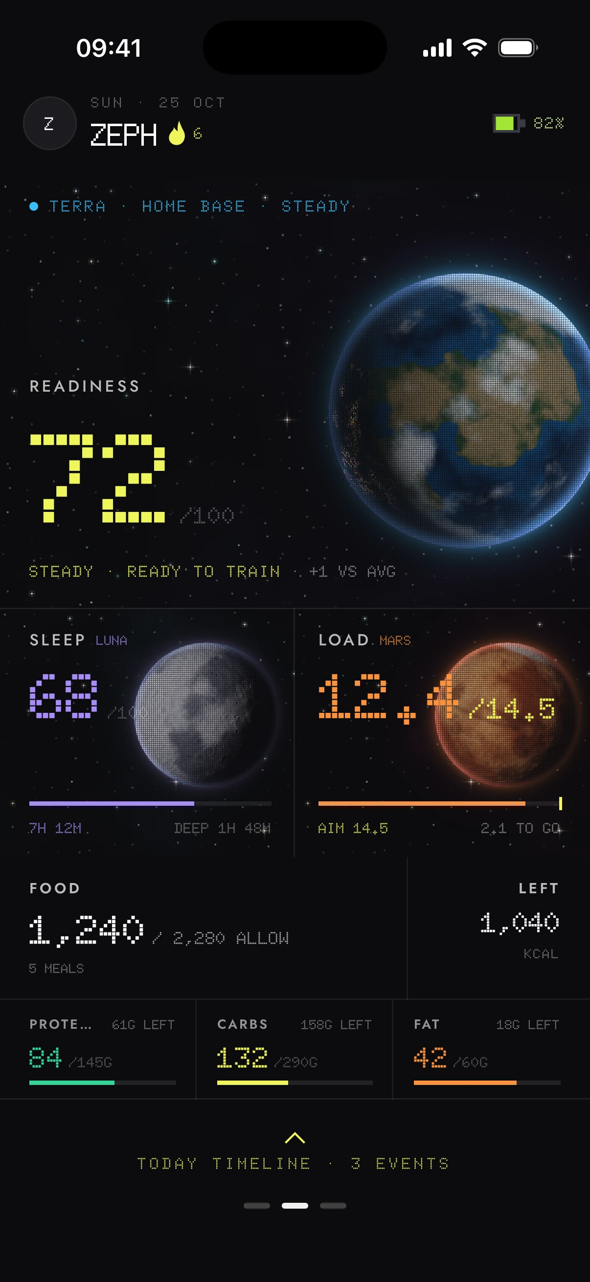 NEXTBODY App 首页:准备度、睡眠与训练负荷